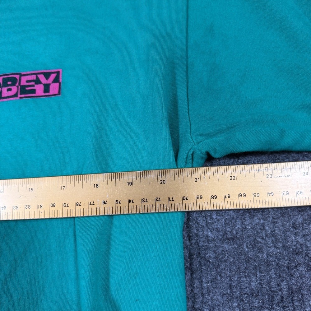 Obey Mens Graphic T-Shirt Green Pink Logo Short Sleeve Crew Neck Size M - Picture 6 of 8
